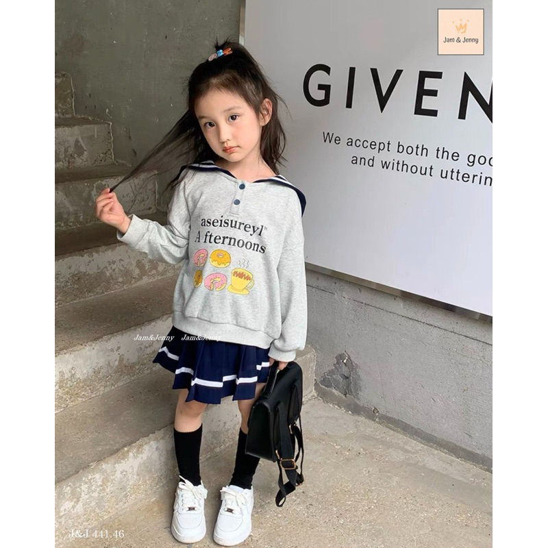 Bộ nỉ da cá thuỷ thủ chân váy xanh Melisa