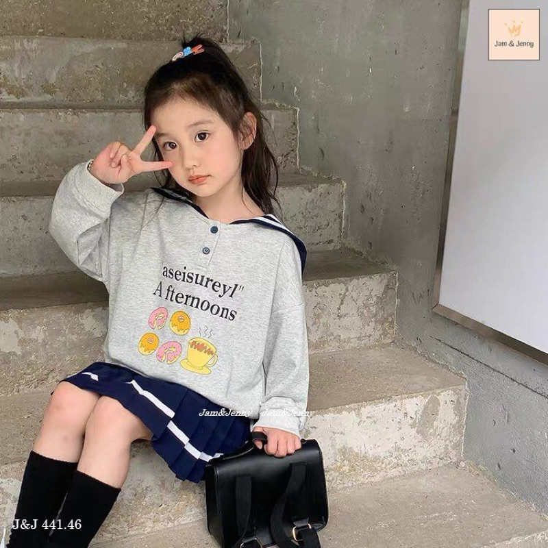 Bộ nỉ da cá thuỷ thủ chân váy xanh Melisa