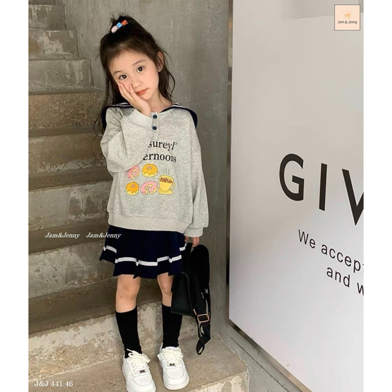 Bộ nỉ da cá thuỷ thủ chân váy xanh Melisa