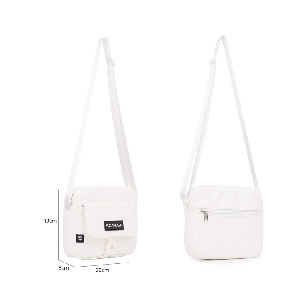 Scarab White Urban Leather Shoulder Bag - Túi Đeo Chéo Da PU Nam Nữ