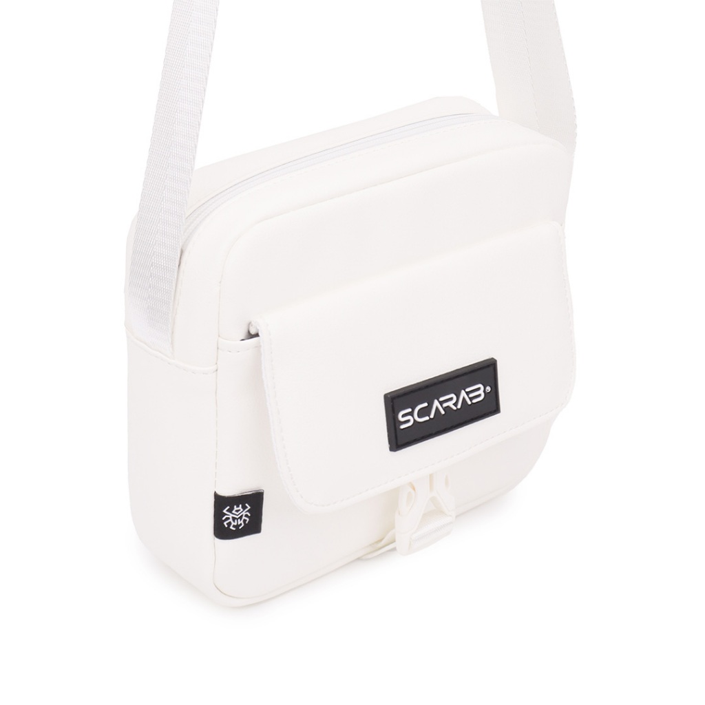 Scarab White Urban Leather Shoulder Bag - Túi Đeo Chéo Da PU Nam Nữ