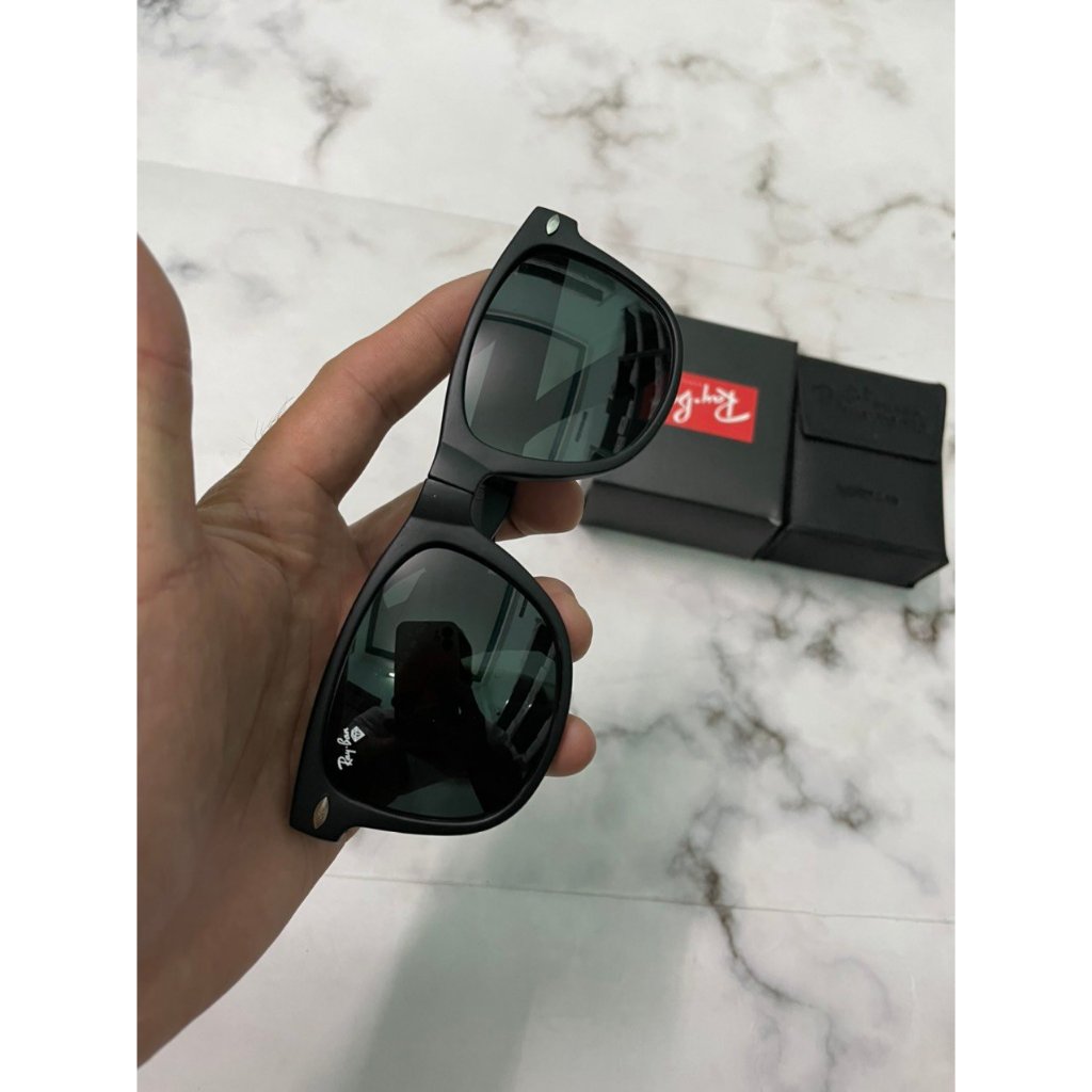 Kính gập rayban wayfarer gọng nhám đen, 2nd tròng thủy tinh của Ý, unisex, nhỏ gọn. ảnh thật