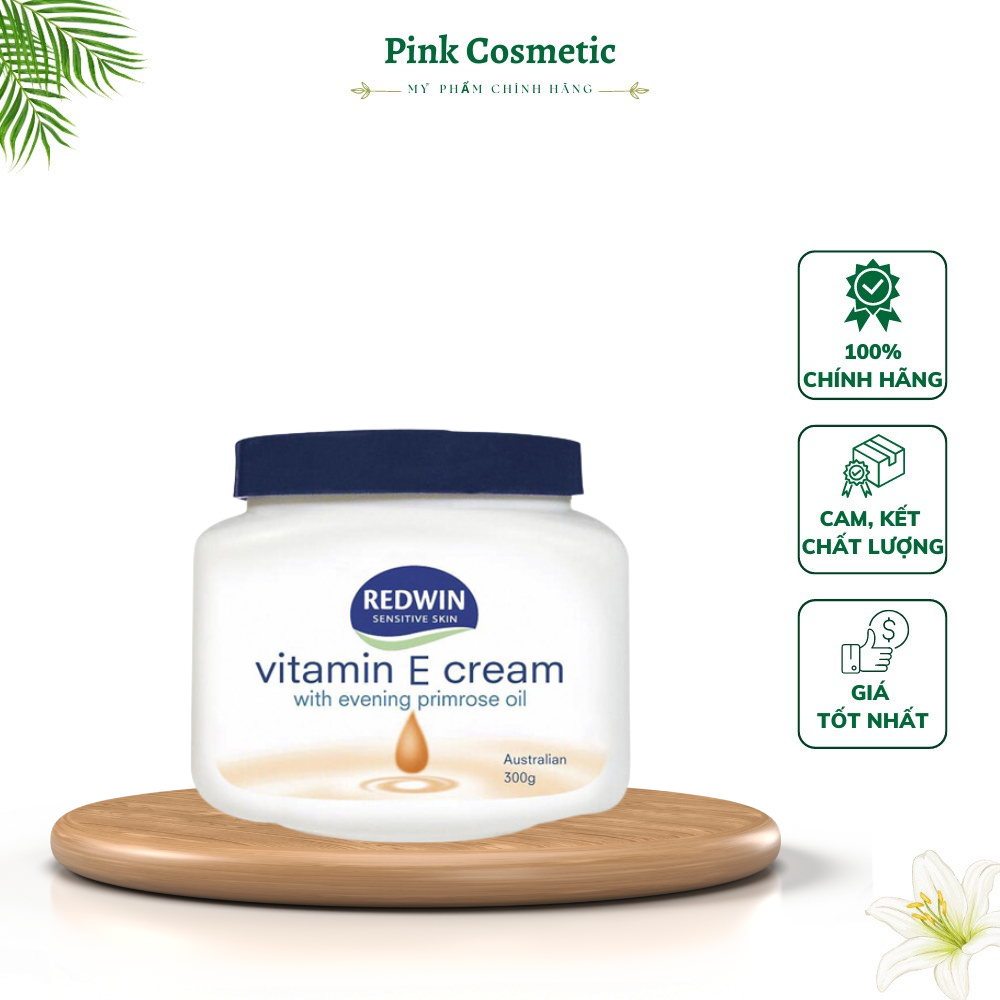 Kem dưỡng ẩm làm mềm mịn da Redwin Vitamin E Cream 300g, tăng độ đàn hồi và bảo vệ cho da