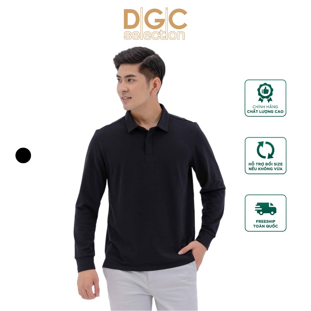 Áo polo dài tay nam DGCs - Chất liệu vải: CVC co giãn và thấm hút mồ hôi tốt. Độ bền cao - WAPBC04M