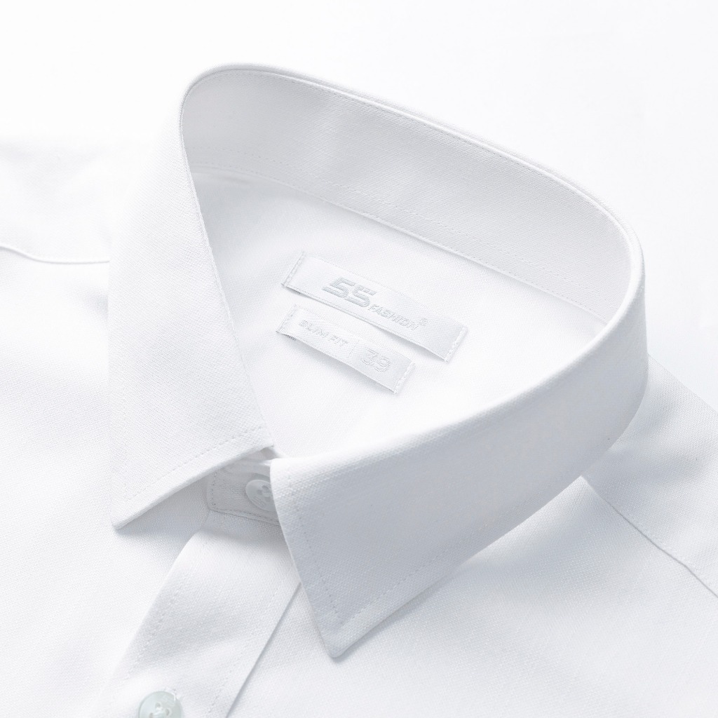 Áo Sơ Mi Nam Dài Tay 5S FASHION Màu Trắng, Chất Bamboo, Thiết Kế Trơn, Phom Ôm Vừa Vặn Lịch Sự