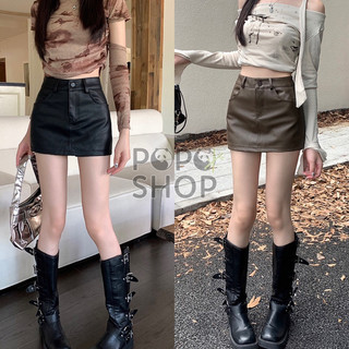 Chân váy da dáng chữ A phối khuy, chân váy kiểu dáng basic dễ mặc dễ phối