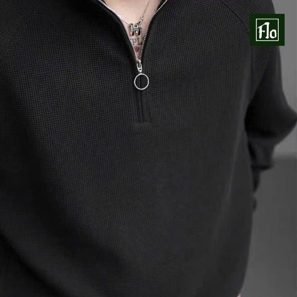 Áo tay dài FLO MENSWEAR raplag cổ lọ chất cotton tổ ong thoáng khí, thời trang thu đông