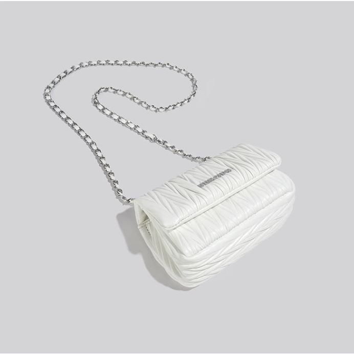 🌸Hàng Order🌸 Túi Xách Nữ CEEKAY Da Mềm Vân Nổi Nắp Gập Dính Quai Da Phối Xích Sang Chảnh Nữ Tính🌸Hàng Quảng Châu