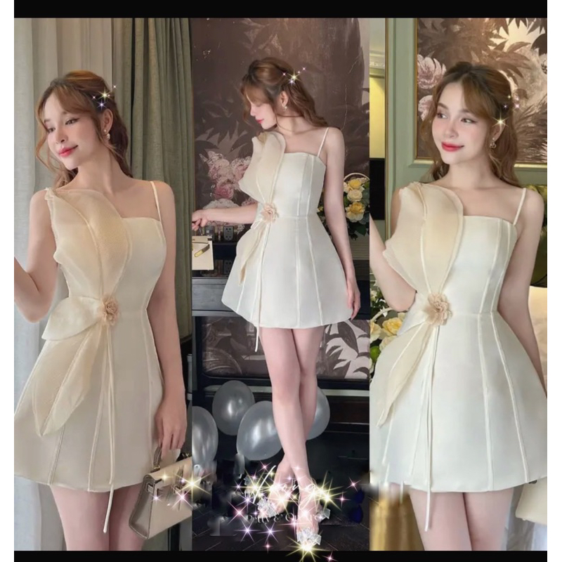 Váy đầm đẹp thiết kế dự tiệc cao cấp mã A3M váy chữ A thiết kế hình lá thanh lịch