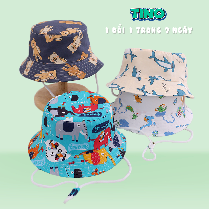 Mũ cho bé trai bé gái vành bucket phù hợp trẻ em từ 1 đến 6 tuổi vòm 50-54cm,chất liệu cotton thấm hút mồ hôi tốt