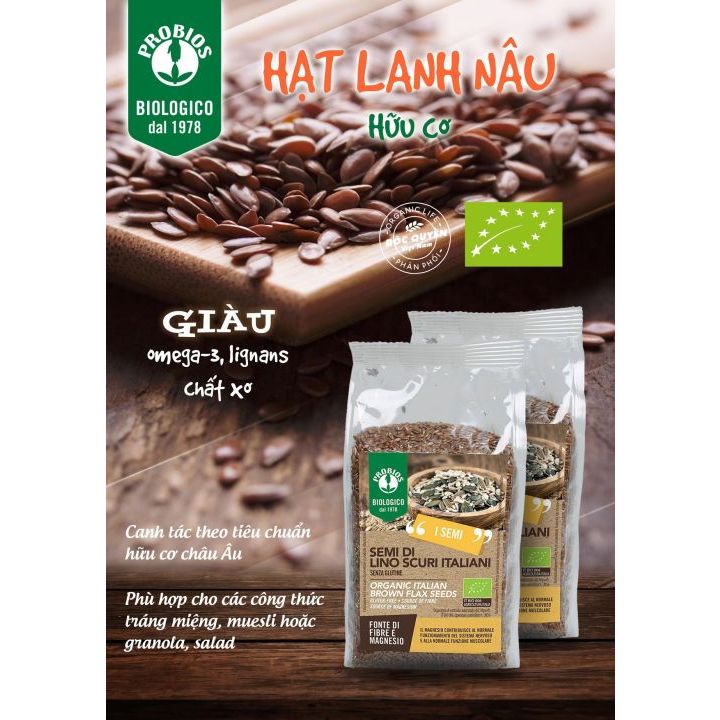 Hạt lanh hữu cơ Probios (Organic Flax Seeds) - 500gr