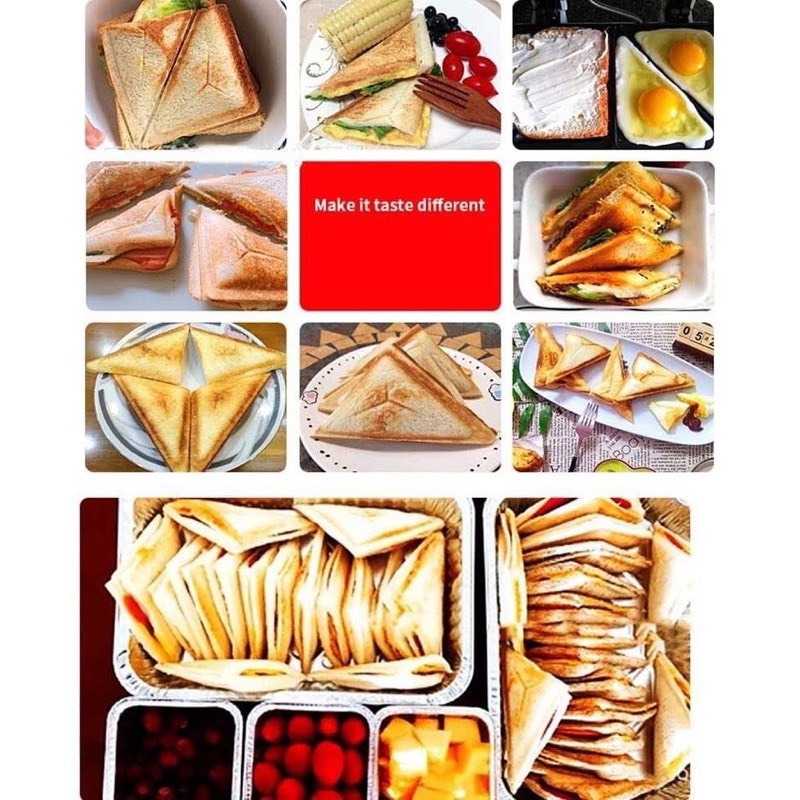 Máy làm bánh hotdog tam giác, máy kẹp bánh mì sandwich