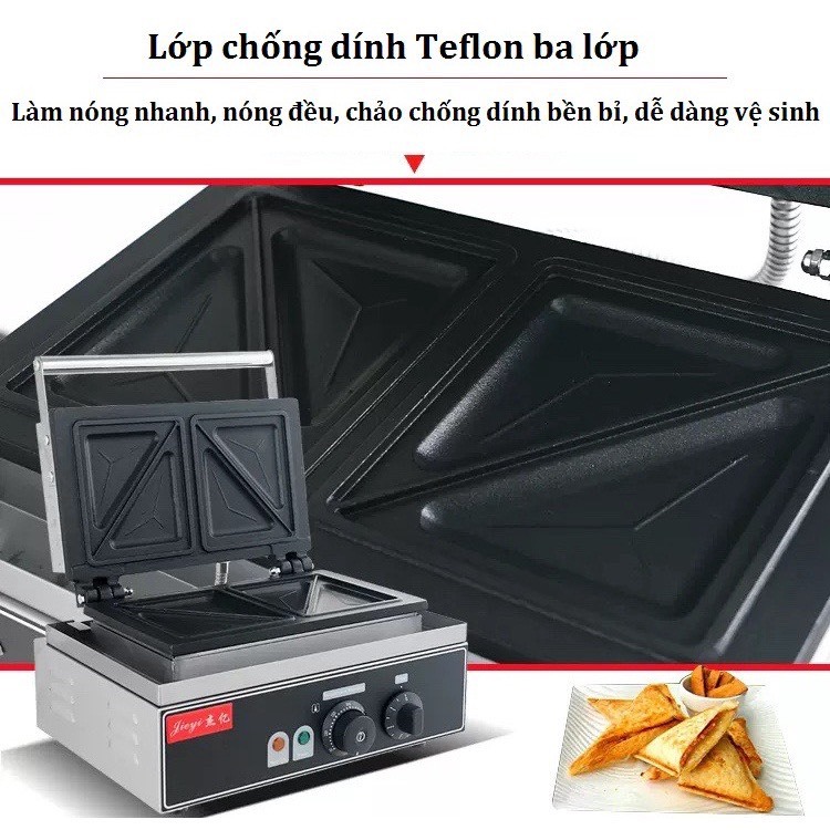 Máy làm bánh hotdog tam giác, máy kẹp bánh mì sandwich
