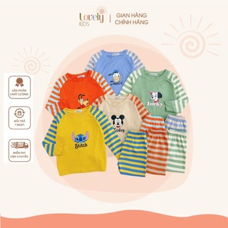 Đồ bộ thun lạnh dài tay cho bé trai bé gái 8-19kg bộ đồ dài tay thu đông cho bé trai gái dài sọc raplan