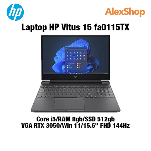 Laptop HP Victus 15 fa0115TX (Intel Core i5/RAM 8gb/SSD 512gb/VGA RTX 3050/Win 11/15.6" FHD 144Hz)