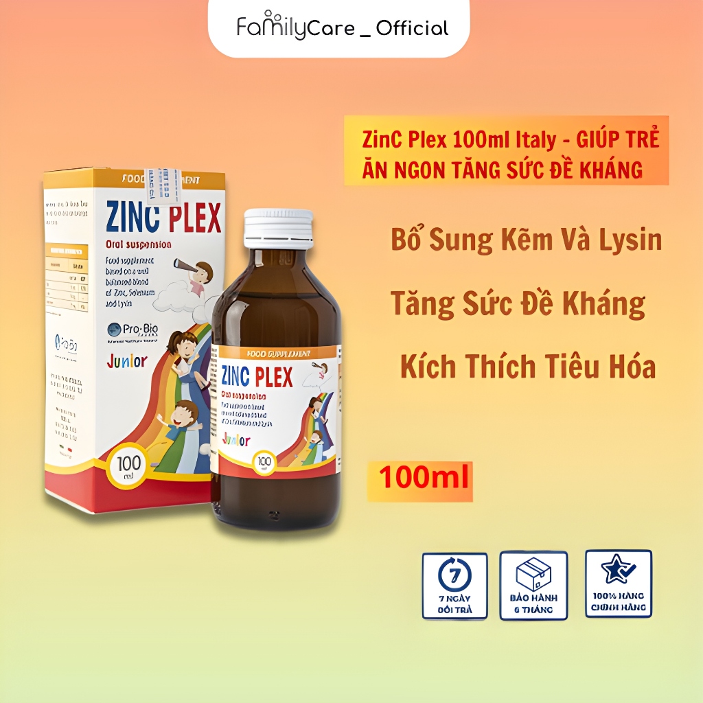 Siro ZinC Plex Hộp 100ml- Bổ sung Kẽm, Lysine, Selen giúp bé tăng sức đề kháng, ăn ngon miệng