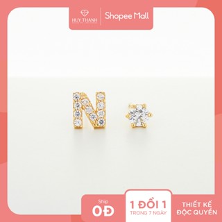 Bông Tai Nữ Chữ N Vàng Tây 14K BTAM111 Huy Thanh Jewelry