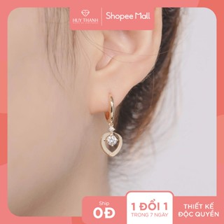 Bông Tai Nữ Vàng Tây 14K Khoen Rơi Đính Đá CZ Cao Cấp Lấp Lánh BT360 Huy Thanh Jewelry