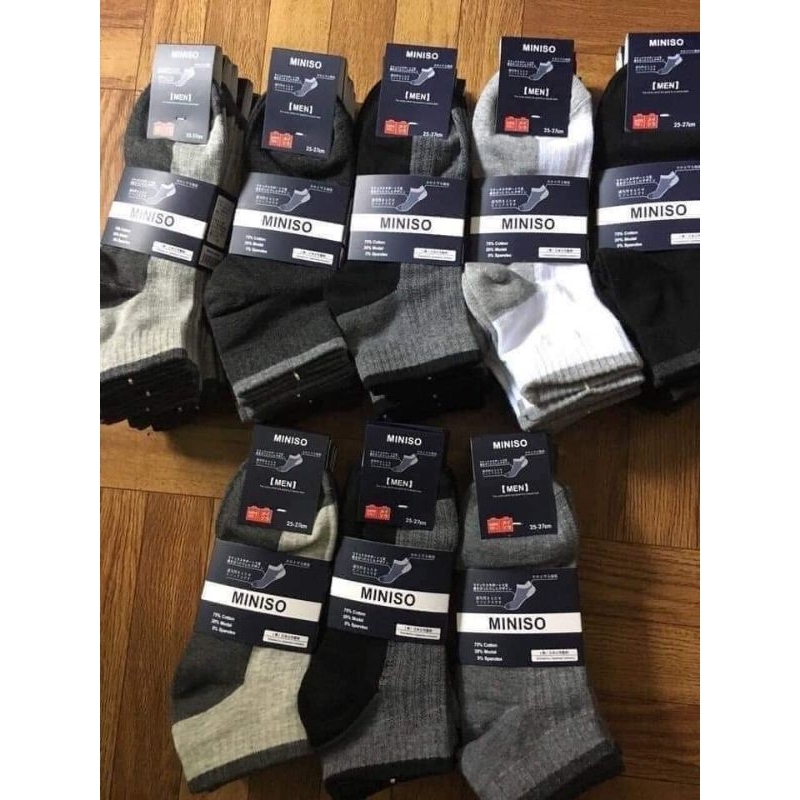 Sét 10 đôi tất, vớ miniso cổ ngắn, chất liệu kháng khuẩn cao cấp