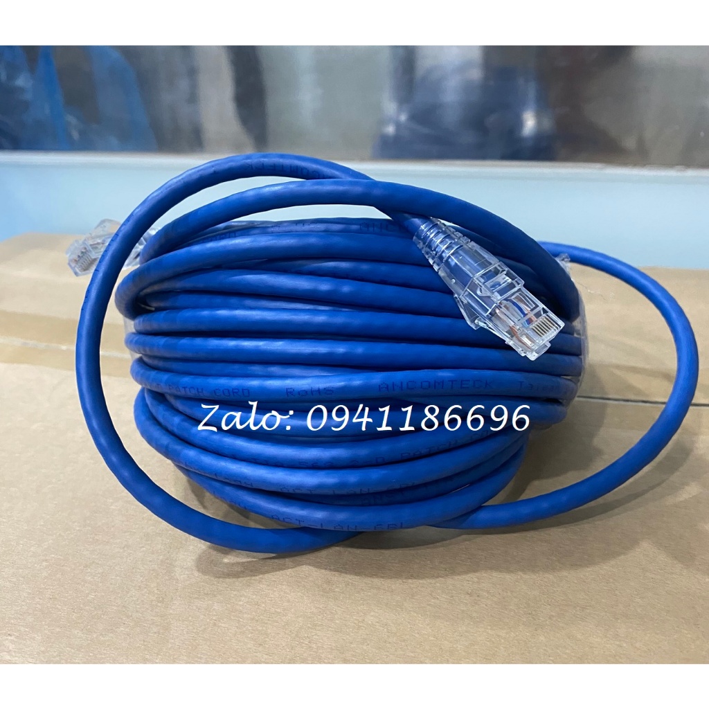 Dây nhảy patch cord 0.2m CAT6 - lõi đồng 100%, pass Fluke: ACT-LAN-6002BLD -20CM ANCOMTECK