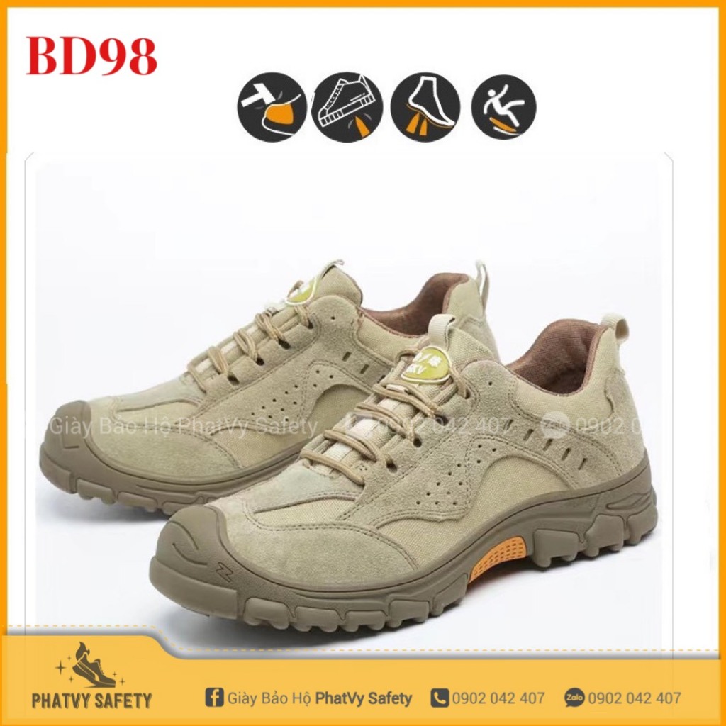 {Mũi Thép-Đế Lót Kevlar} Giày Bảo Hộ Lao Động, Giày Công Trình Thời Trang BD98 Nhẹ Bền Đẹp Chống Đinh Va Đập Trơn Trượt