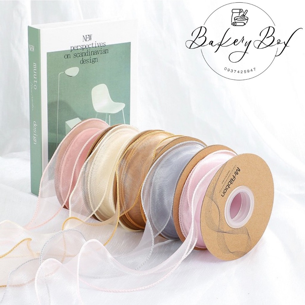 Dây Ruy Băng Voan Viền Trơn Bản 4cm, Trang Trí Bánh Kem, Gói Quà, Hoa