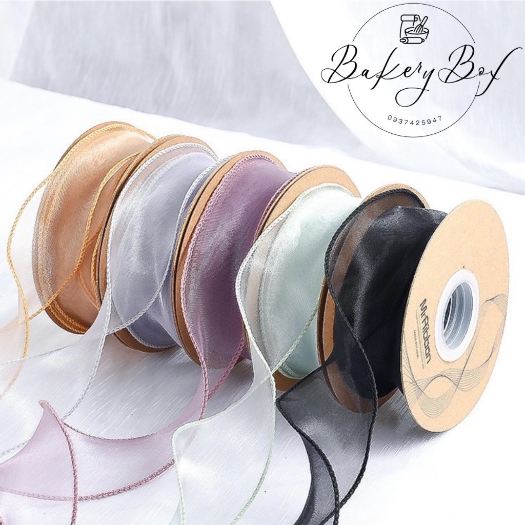 Dây Ruy Băng Voan Viền Trơn Bản 4cm, Trang Trí Bánh Kem, Gói Quà, Hoa