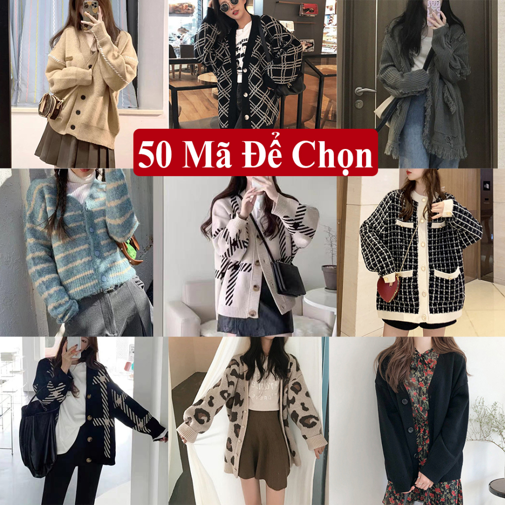 Áo Khoác Cardigan Len Nữ Dáng Rộng Dài Tay 50 Mẫu Thu Đông Madela FreeSize Dày Dặn, Cardigan Len Nữ Form Rộng