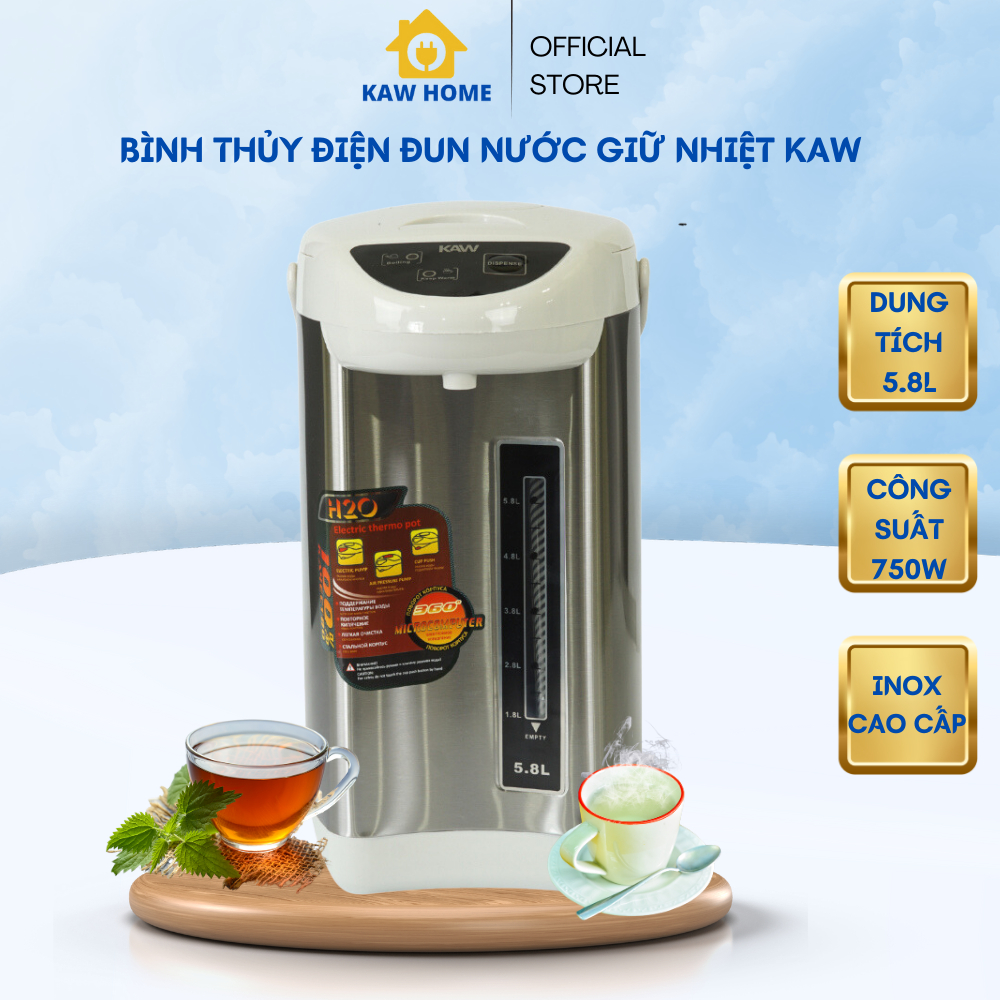Bình Thủy Điện KAW Đun Nước Giữ Nhiệt Dung Tích 5.8L An Toàn Công Suất 750W Kaw Home