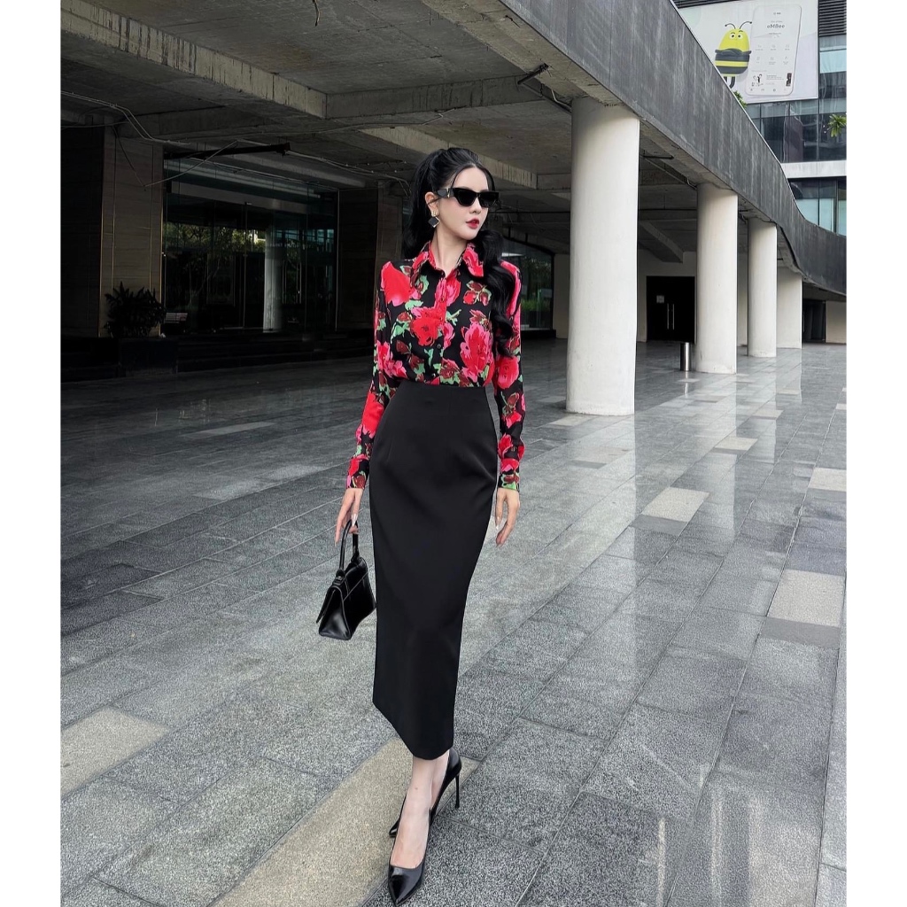 Chân váy bút chì công sở Nahi.vn dáng dài 80cm qua gối NH23