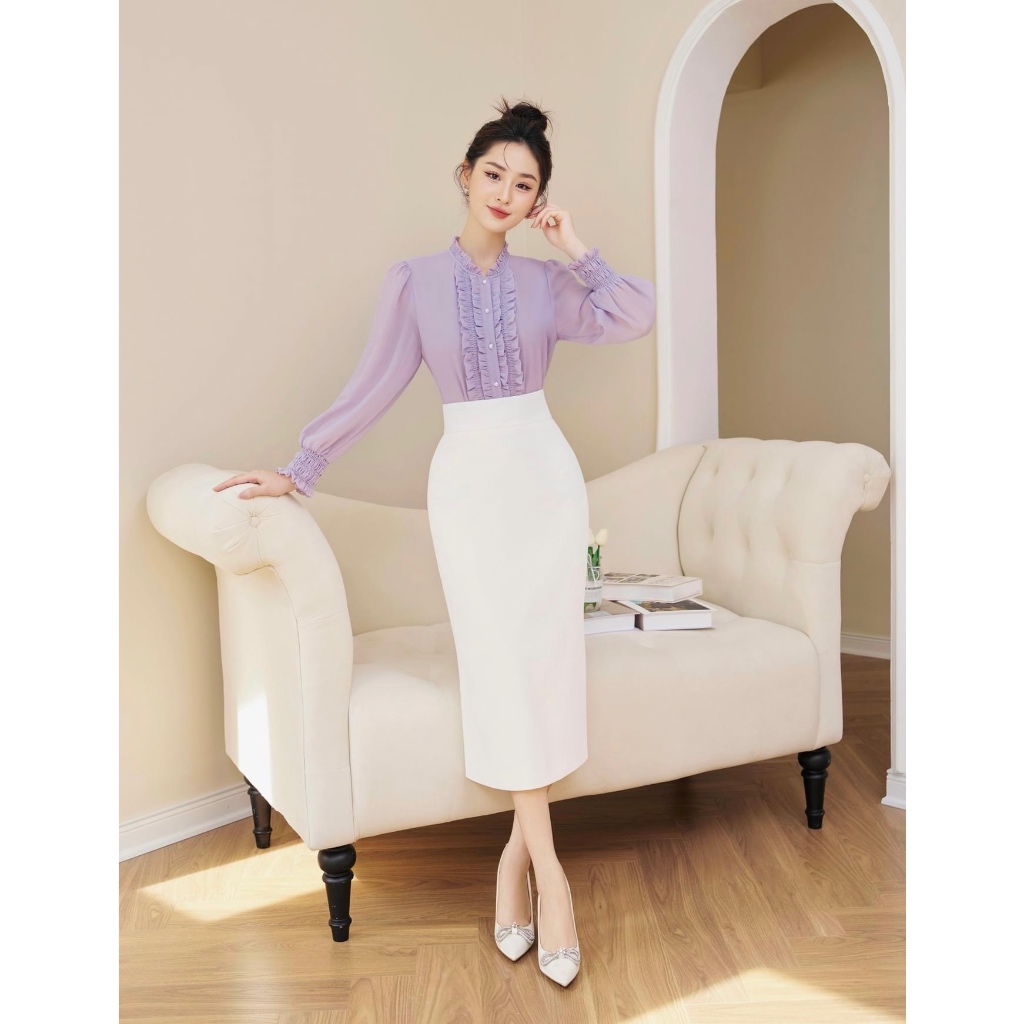 Chân váy bút chì công sở Nahi.vn dáng dài 80cm qua gối NH23