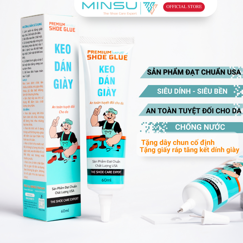 Keo Dán Giày Trong Suốt Siêu Dính Đa Năng Chính Hãng MINSU M2522 Chuyên Dụng Cho Giày Dép Thể Thao An Toàn Cho Da 60ml