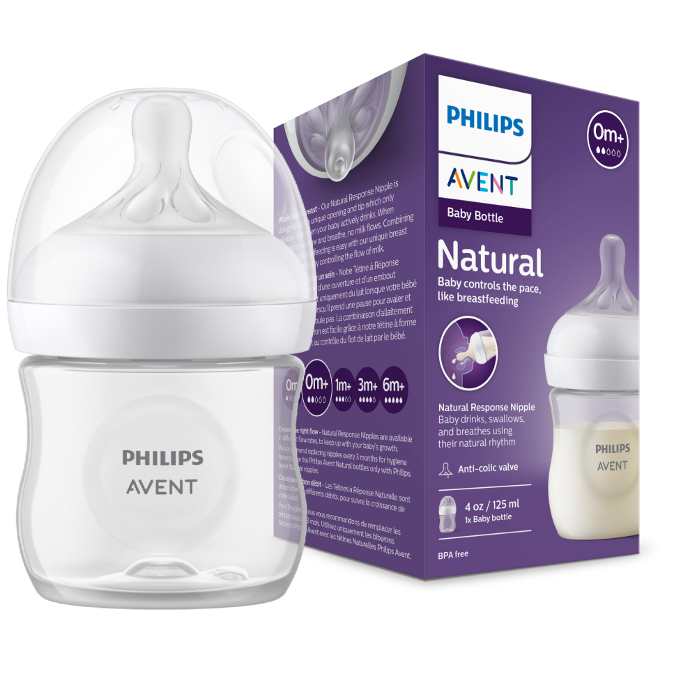 Philips Avent Bình sữa mô phỏng tự nhiên 125ml mới (núm ty phản ứng tự nhiên) SCY900/01