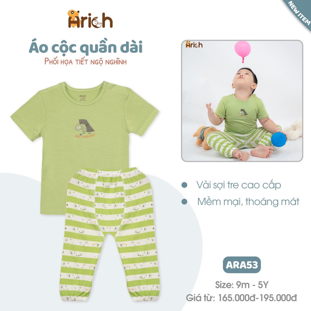 Bộ áo cộc quần dài vải sợi tre Arich new