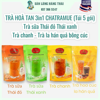 Trà sữa thái xanh, thái đỏ, trà chanh, trà la hán quả hòa tan 3in1 chatramue thái lan