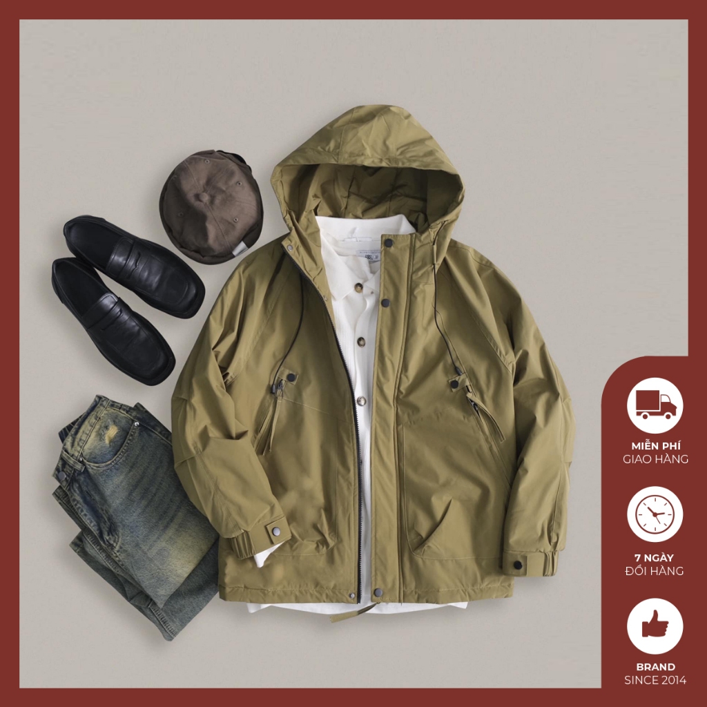 Áo khoác nam có mũ Độc menswear cản gió cản bụi giữ ấm áo phao nhẹ thể thao năng động - AK429