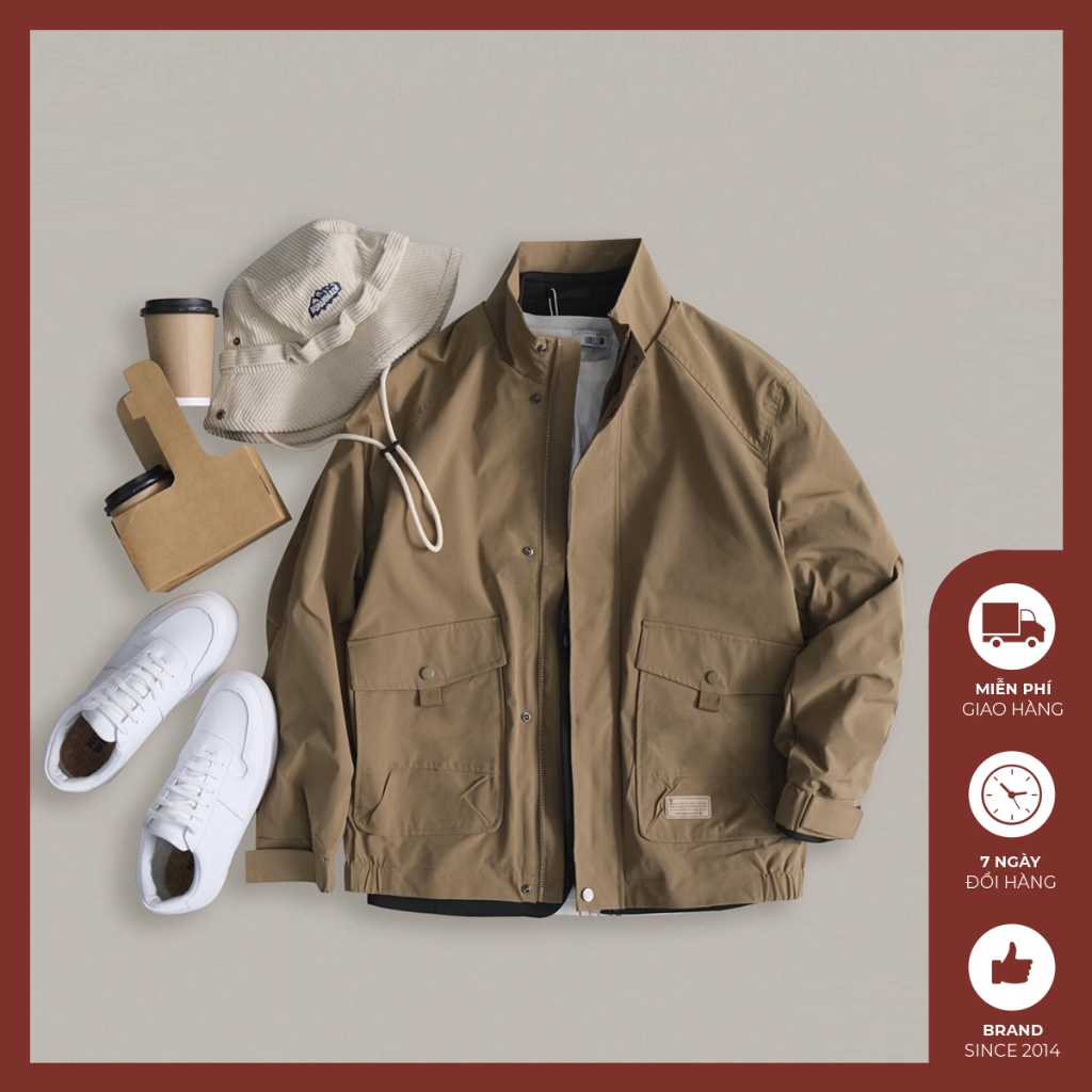 Áo khoác nam túi hộp Độc menswear cản gió chống thấm nước cản bụi áo gió dáng suông rộng trẻ trung dễ phối đồ - AK430
