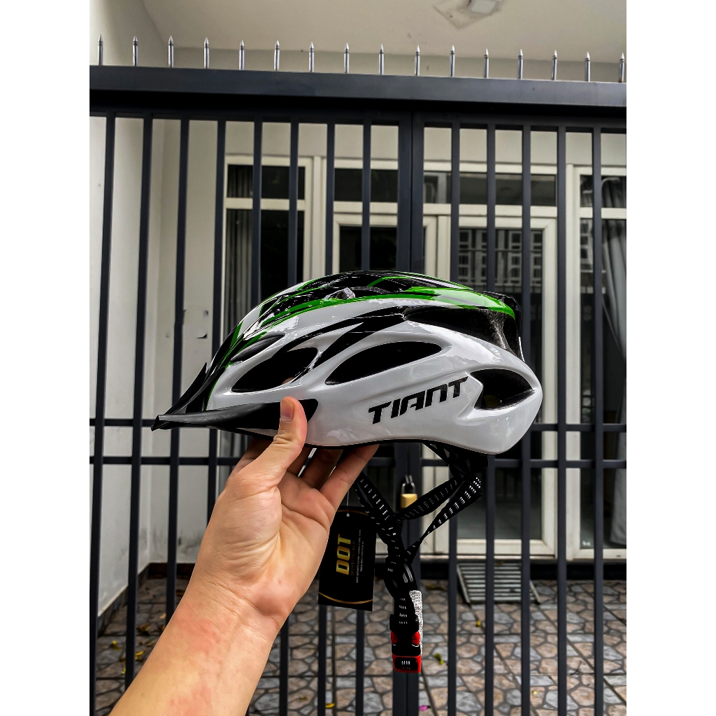 NÓN BẢO HIỂM THỂ THAO TIANT D08 TRẮNG XANH LÁ CHÍNH HÃNG