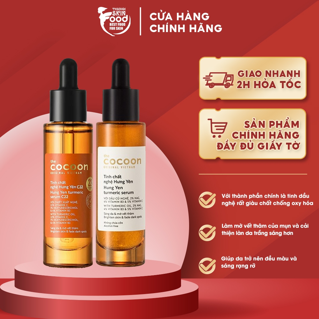 Tinh Chất Làm Sáng, Mờ Thâm Chiết Xuất Nghệ Hưng Yên Cocoon Hung Yen Turmeric Serum c22 Vitamin C 30ml