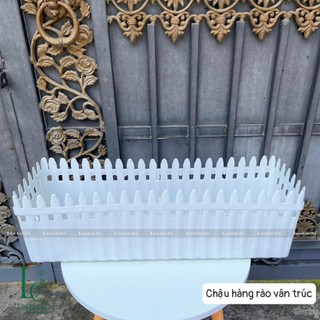 Chậu hàng rào nhựa cắm cây hoa giả, cắm cây tre trúc giả decor trang trí