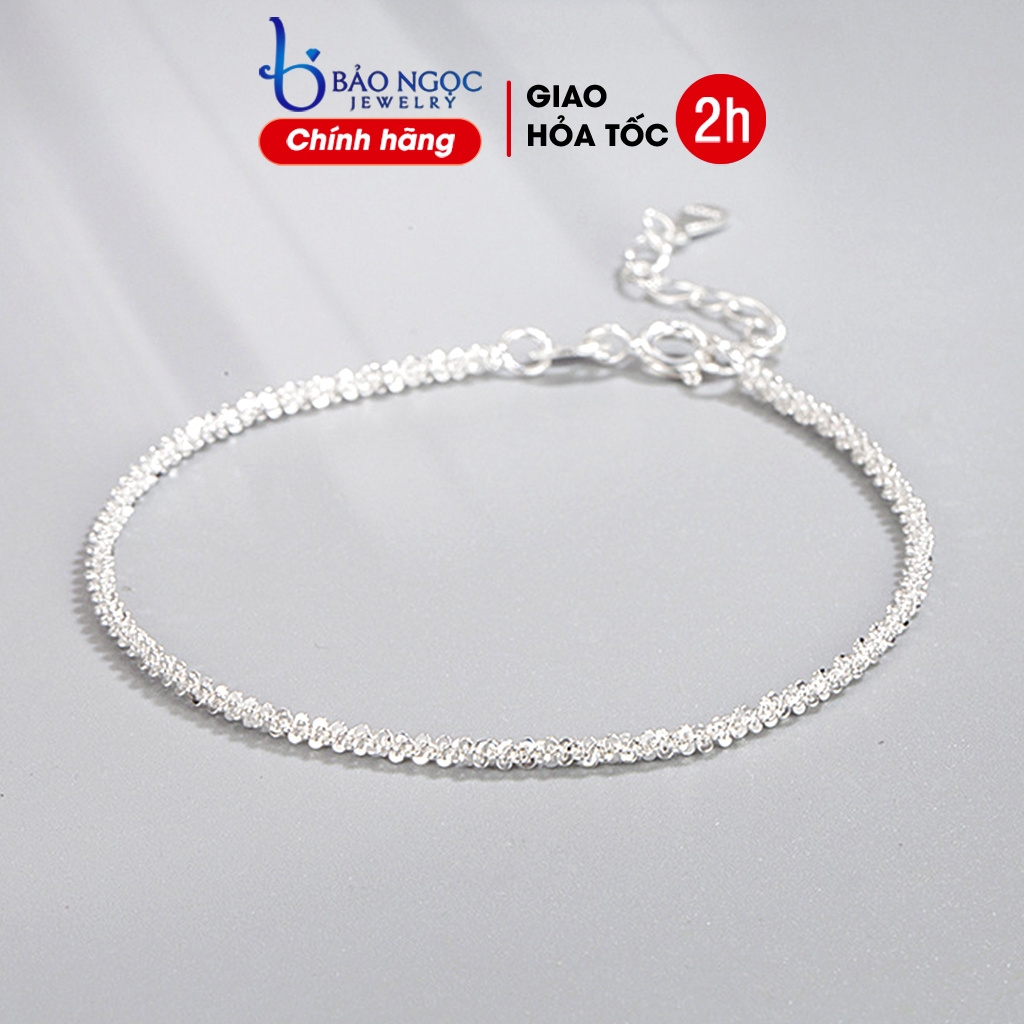 Lắc tay bạc nữ 925 lấp lánh thiết kế dáng mở dễ dàng chỉnh size - L2536 - Bảo Ngọc Jewelry