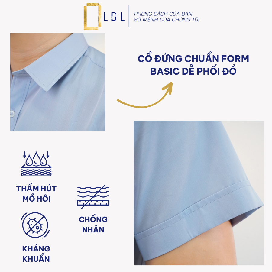 Áo Sơ Mi Cộc Tay Trơn Chất Liệu BAMBOO Hạn Chế Nhăn Nhàu, Thấm Hút Mồ Hôi Nhiều Màu Thương Hiệu LDL - CLY