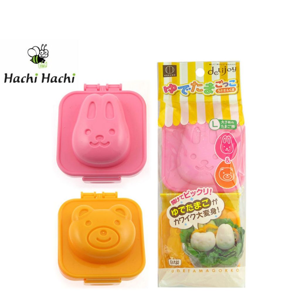 Khuôn tạo hình trứng luộc Kokubo 2 cái (Hình gấu và thỏ) - Hachi Hachi Japan Shop