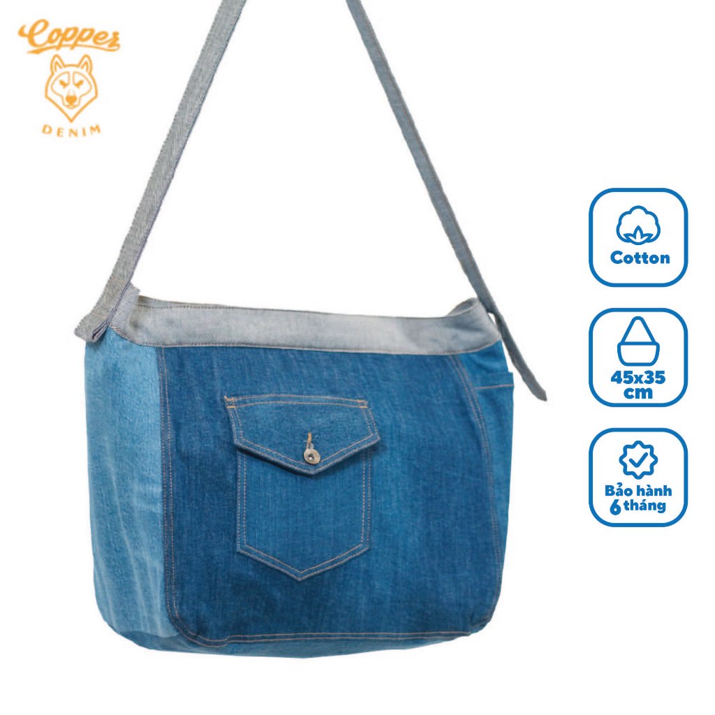 Túi Tote Denim "Tái Chế" - washed denim - Copper Denim