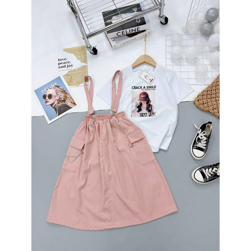 25-50kg set yếm kaki co giản mềm mịn kèm áo cotton qc loại1 sỉ