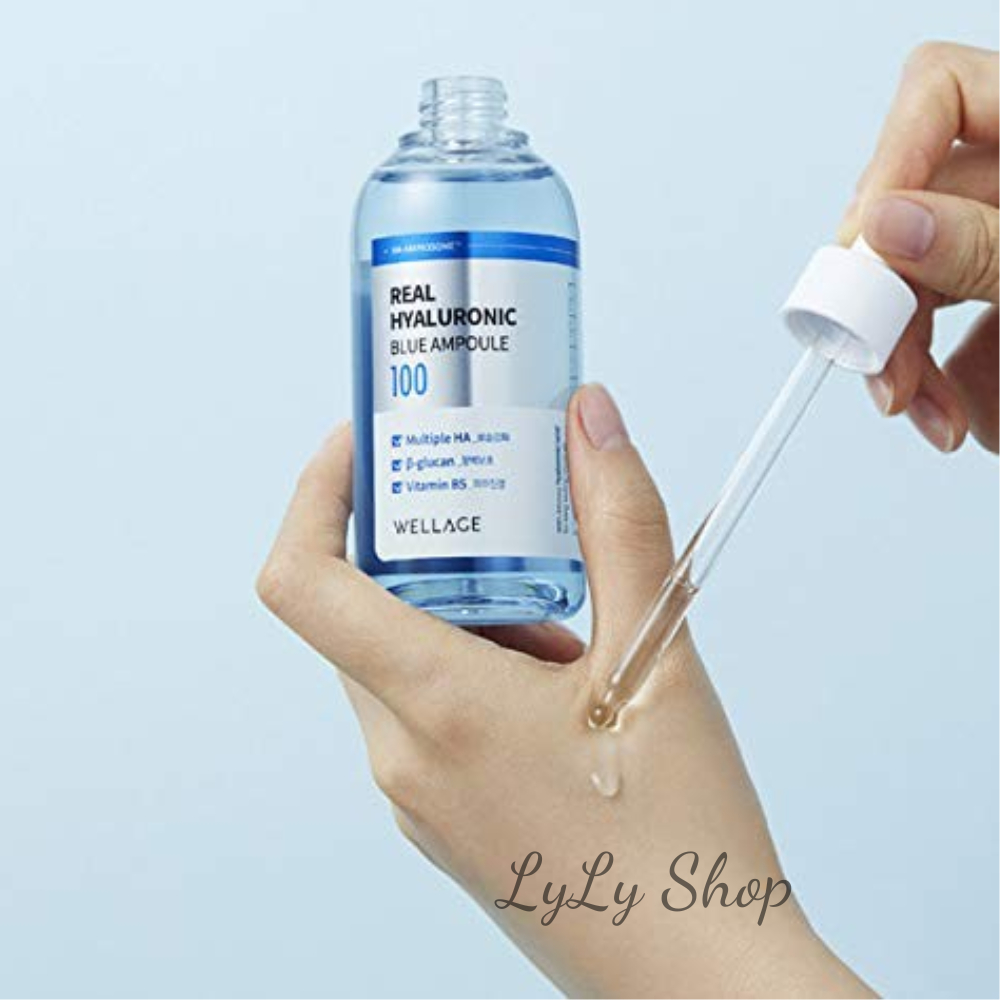 Tinh Chất Dưỡng Ẩm Wellage Real Hyaluronic Blue Ampoule 100, Serum phục hồi căng bóng, phục hồi da săn chắc Lylyshop
