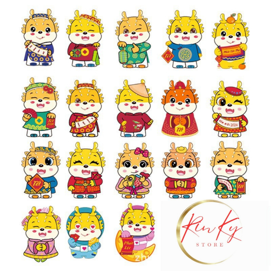 COMBO 10 BAO LÌ XÌ TẾT CHIBI 2024 RỒNG PHẢN QUANG