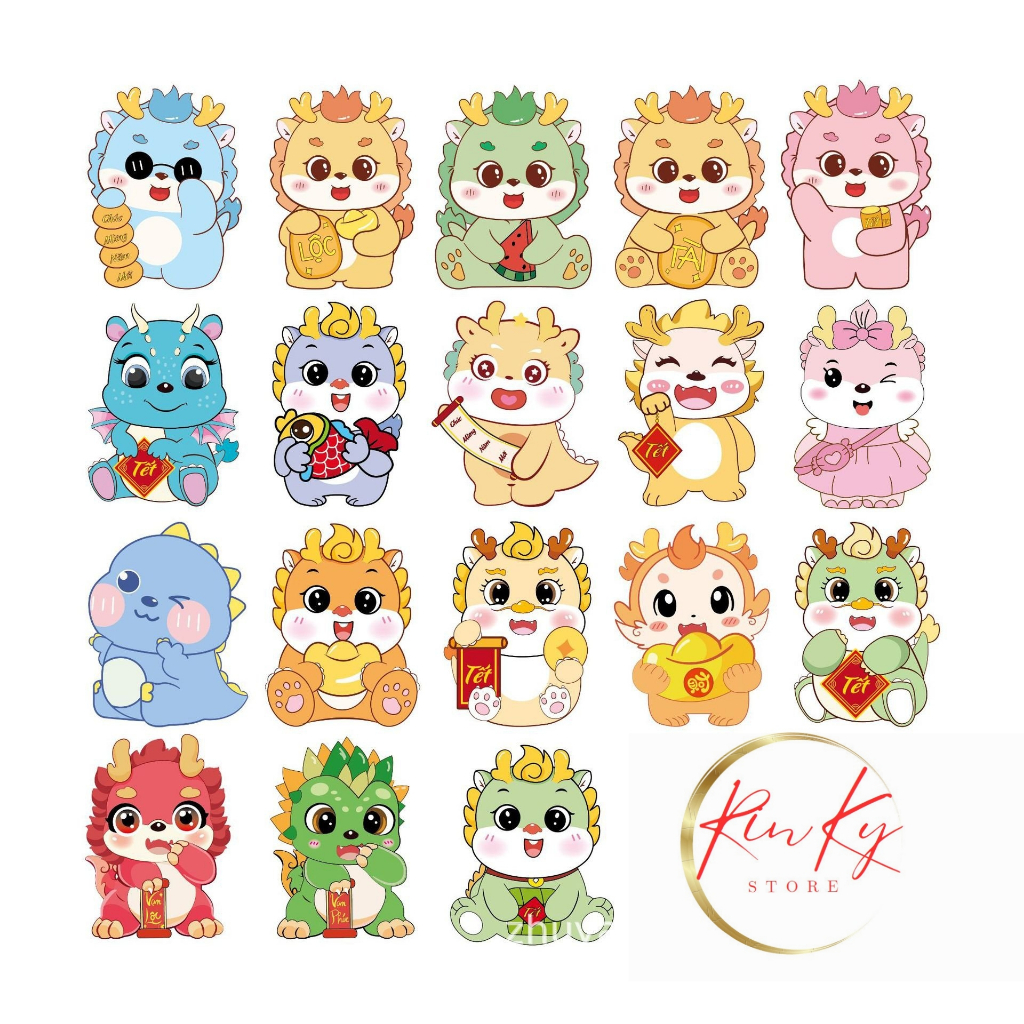 COMBO 10 BAO LÌ XÌ TẾT CHIBI 2024 RỒNG PHẢN QUANG