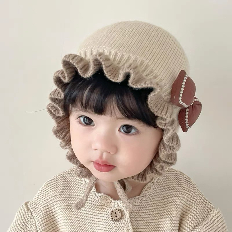 Mũ len nơ xinh xinh cho bé gái