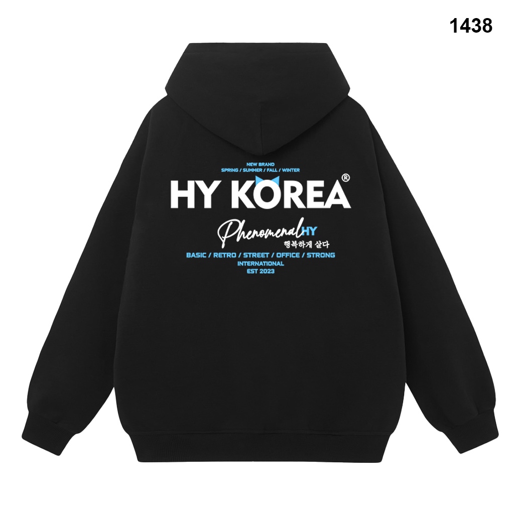 Áo Khoác Hoodie Basic Street EST2023 HY KOREA 1438 Ulzzang Unisex Nỉ Bông Dày